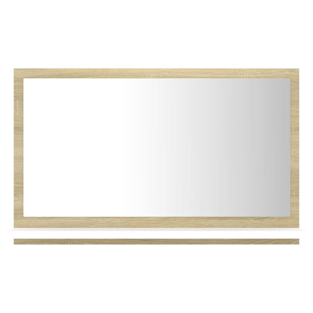 vidaXL Bathroom Mirror White and Sonoma Oak 23.6"x4.1"x14.6" Chipboard, 804567. Picture 2
