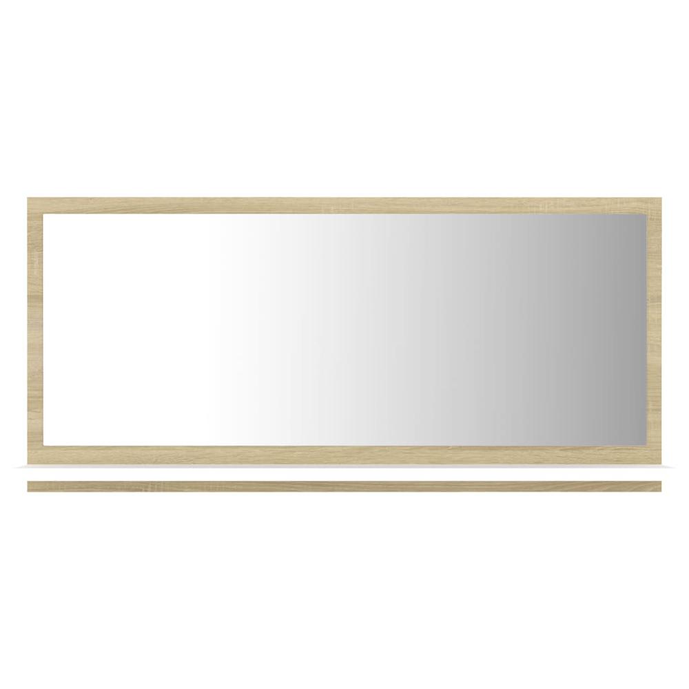 vidaXL Bathroom Mirror White and Sonoma Oak 31.5"x4.1"x14.6" Chipboard 4576. Picture 2
