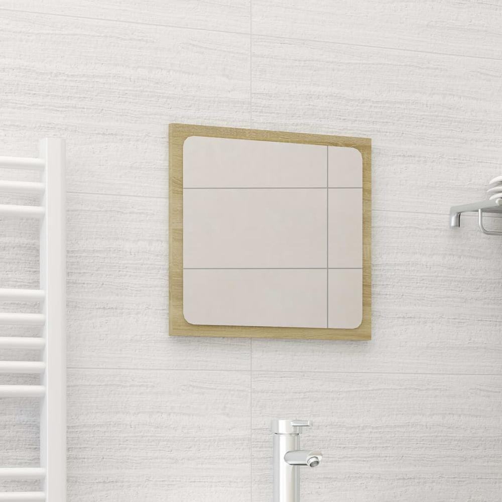 vidaXL Bathroom Mirror Sonoma Oak 15.7"x0.6"x14.6" Chipboard, 804601. Picture 1