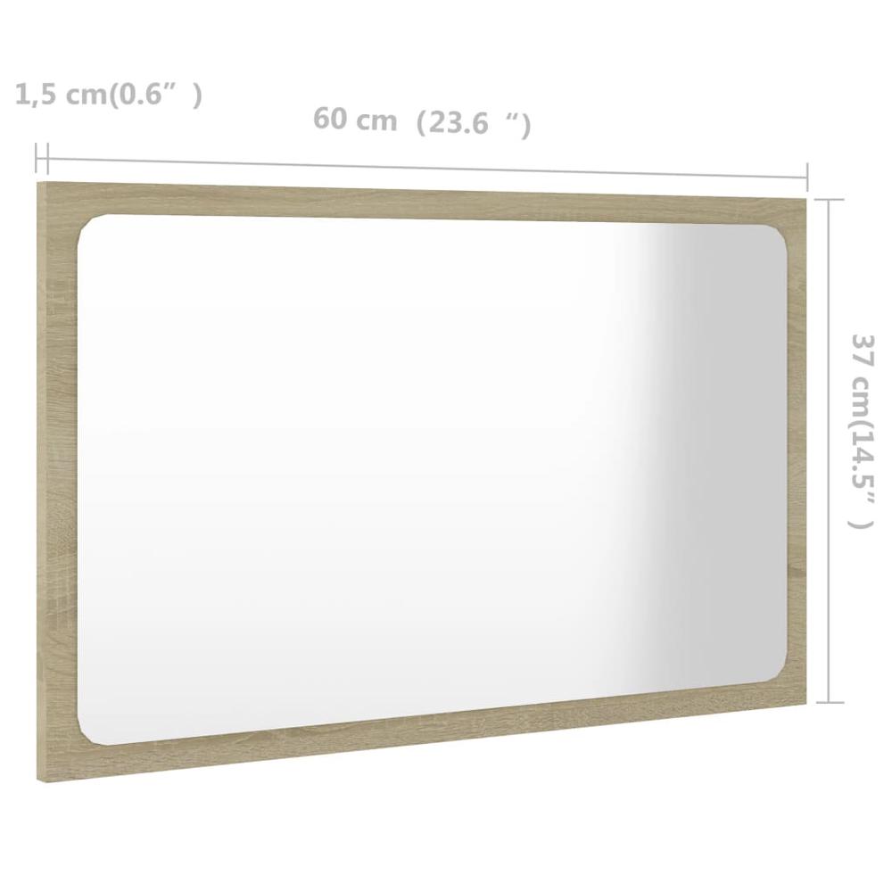 vidaXL Bathroom Mirror Sonoma Oak 23.6"x0.6"x14.6" Chipboard, 804609. Picture 5