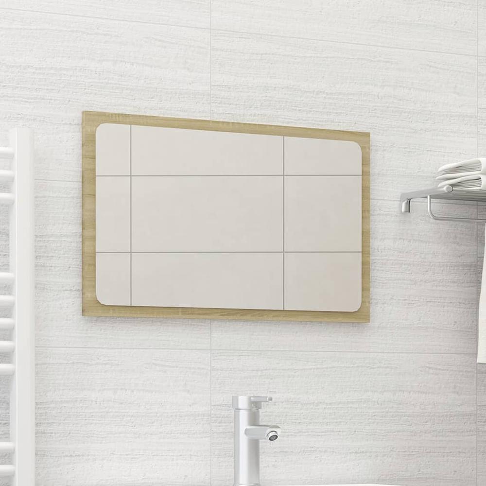 vidaXL Bathroom Mirror Sonoma Oak 23.6"x0.6"x14.6" Chipboard, 804609. Picture 1