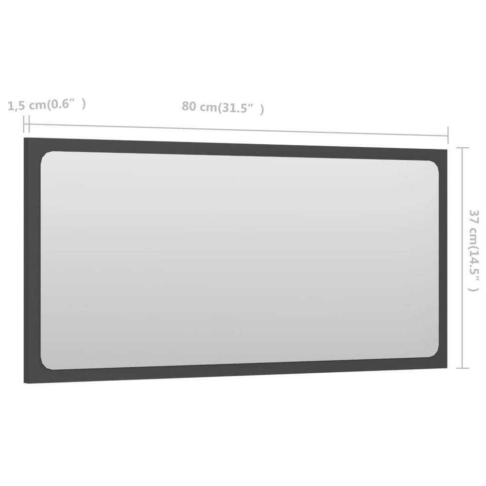 vidaXL Bathroom Mirror Gray 31.5"x0.6"x14.6" Chipboard, 804616. Picture 5