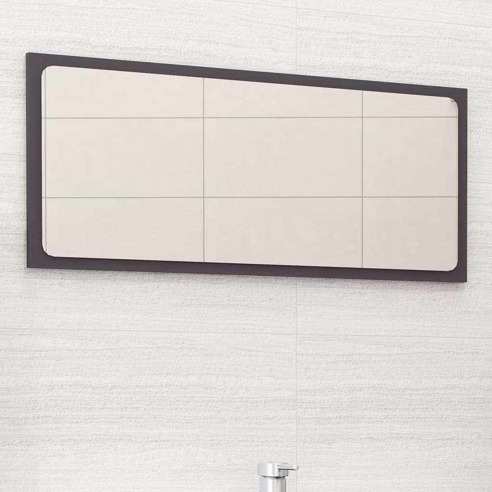 vidaXL Bathroom Mirror Gray 31.5"x0.6"x14.6" Chipboard, 804616. Picture 1