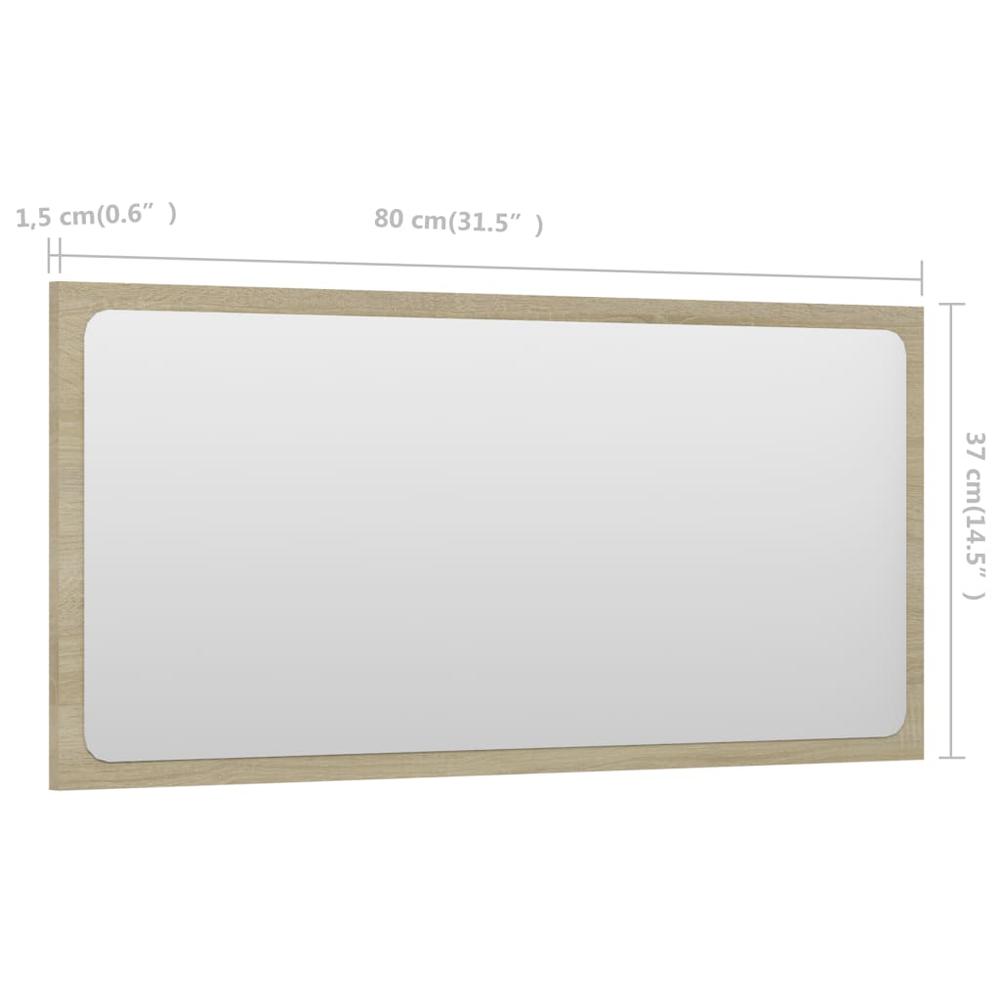 vidaXL Bathroom Mirror Sonoma Oak 31.5"x0.6"x14.6" Chipboard, 804617. Picture 5