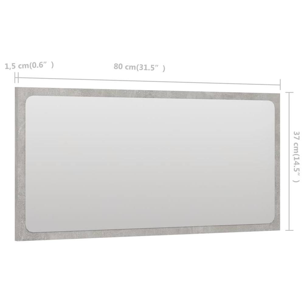 vidaXL Bathroom Mirror Concrete Gray 31.5"x0.6"x14.6" Chipboard, 804618. Picture 5