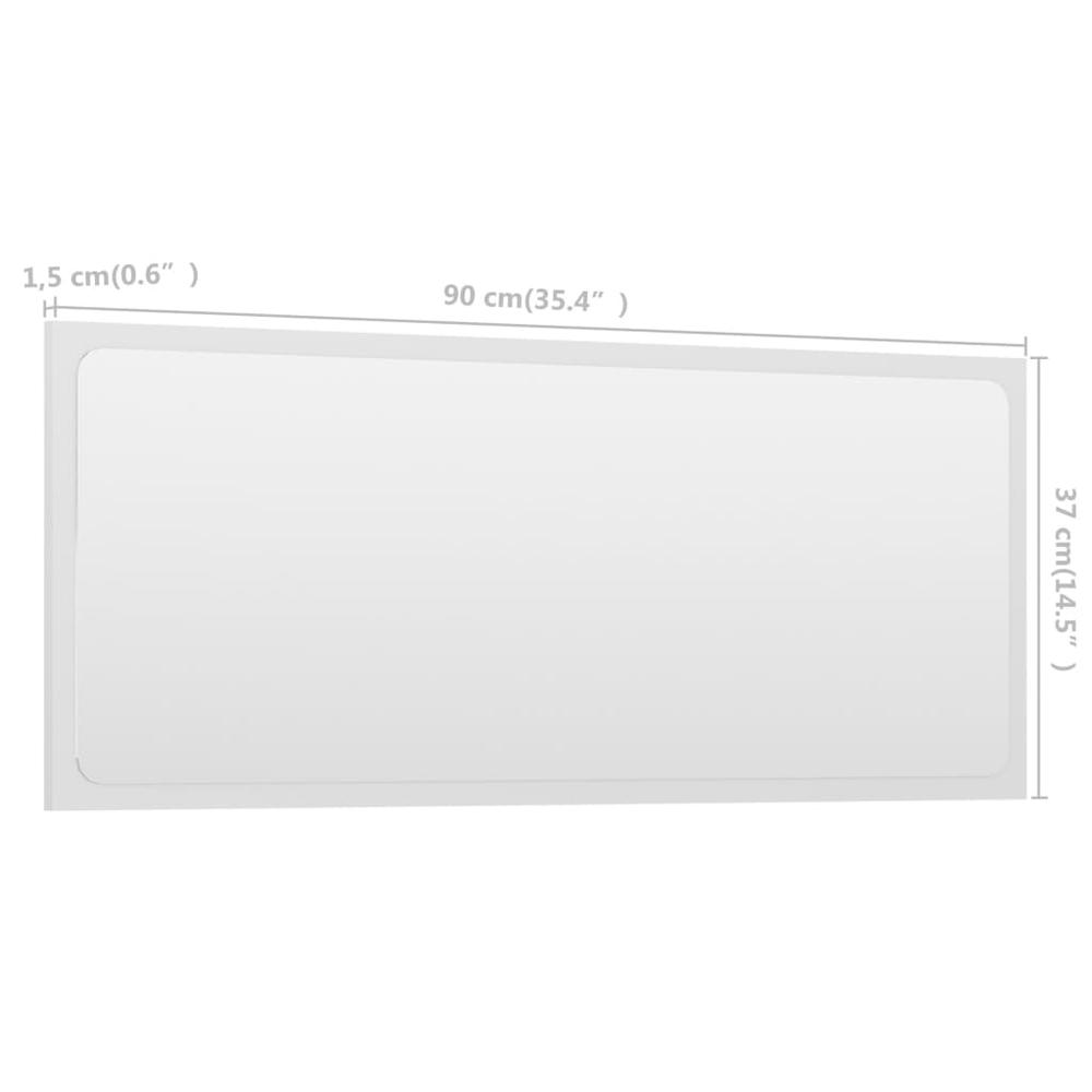 vidaXL Bathroom Mirror White 35.4"x0.6"x14.6" Chipboard, 804622. Picture 5