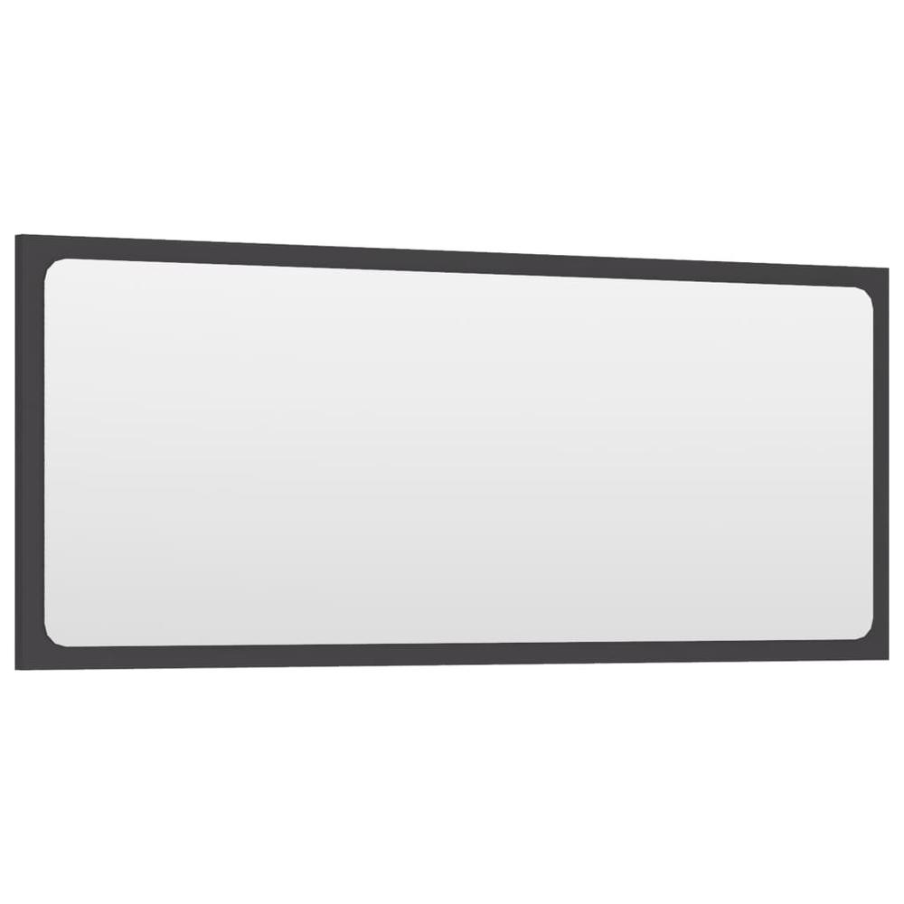 vidaXL Bathroom Mirror Gray 35.4"x0.6"x14.6" Chipboard, 804624. Picture 3