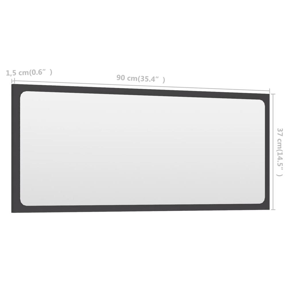 vidaXL Bathroom Mirror Gray 35.4"x0.6"x14.6" Chipboard, 804624. Picture 5