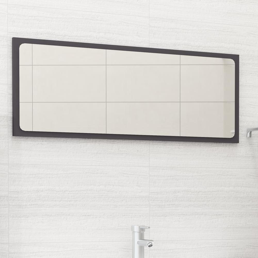 vidaXL Bathroom Mirror Gray 35.4"x0.6"x14.6" Chipboard, 804624. Picture 1