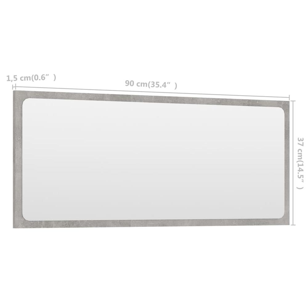 vidaXL Bathroom Mirror Concrete Gray 35.4"x0.6"x14.6" Chipboard, 804626. Picture 5