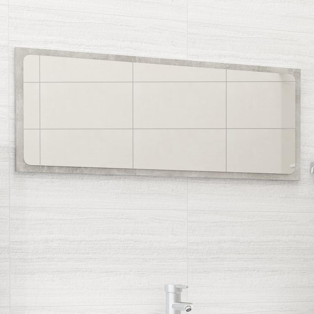 vidaXL Bathroom Mirror Concrete Gray 35.4"x0.6"x14.6" Chipboard, 804626. Picture 1