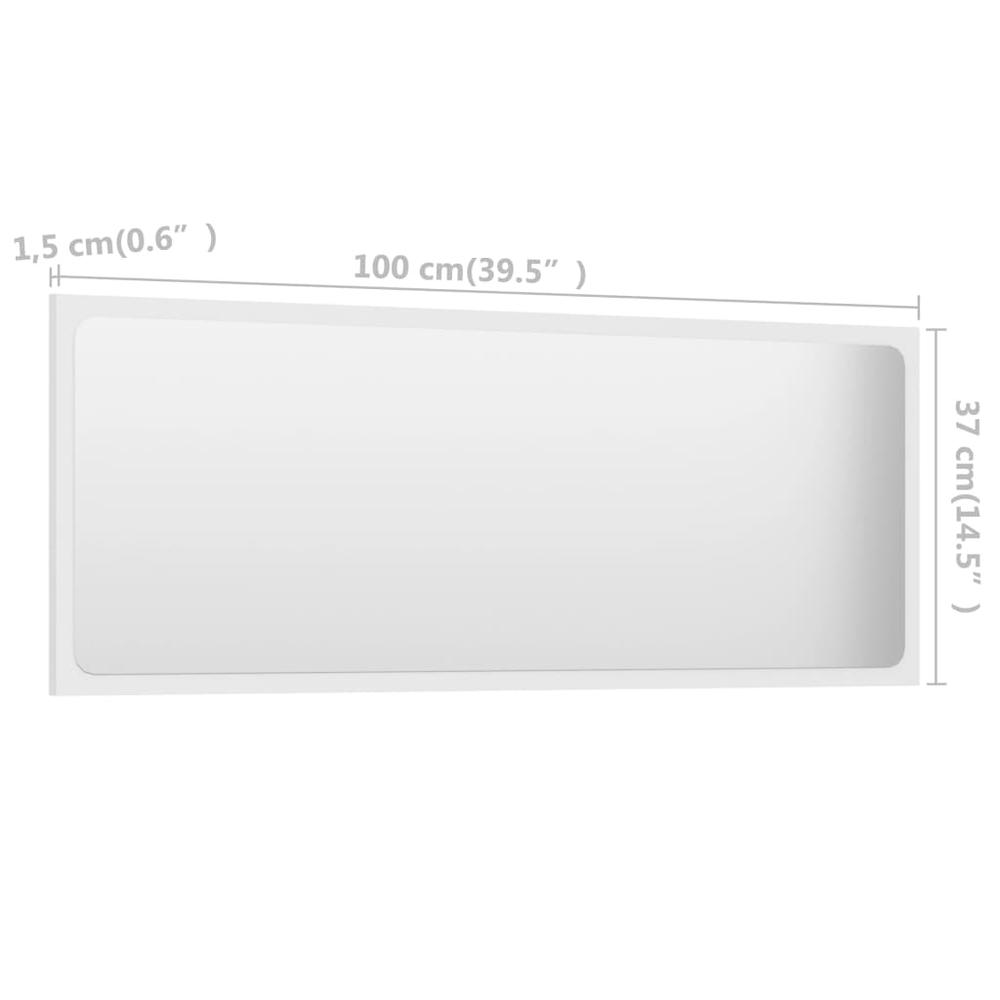 vidaXL Bathroom Mirror White 39.4"x0.6"x14.6" Chipboard, 804630. Picture 5