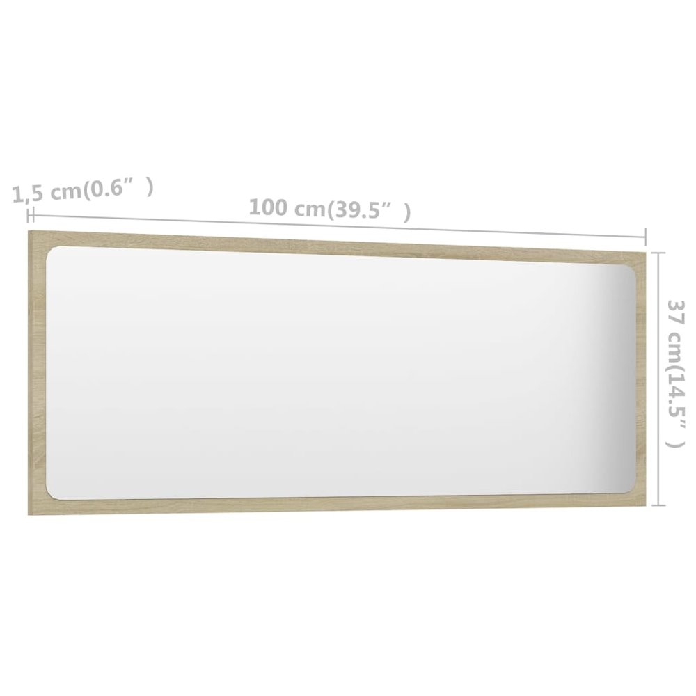 vidaXL Bathroom Mirror Sonoma Oak 39.4"x0.6"x14.6" Chipboard, 804633. Picture 5