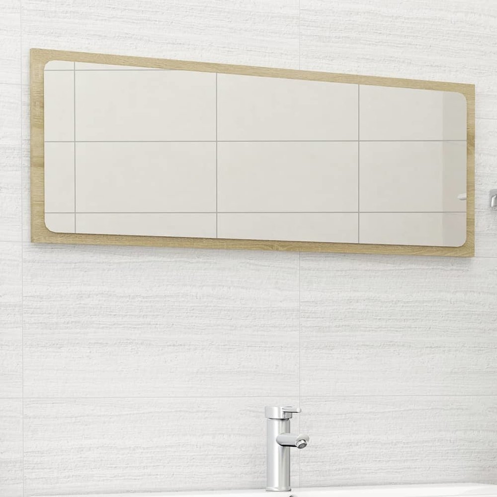 vidaXL Bathroom Mirror Sonoma Oak 39.4"x0.6"x14.6" Chipboard, 804633. Picture 1