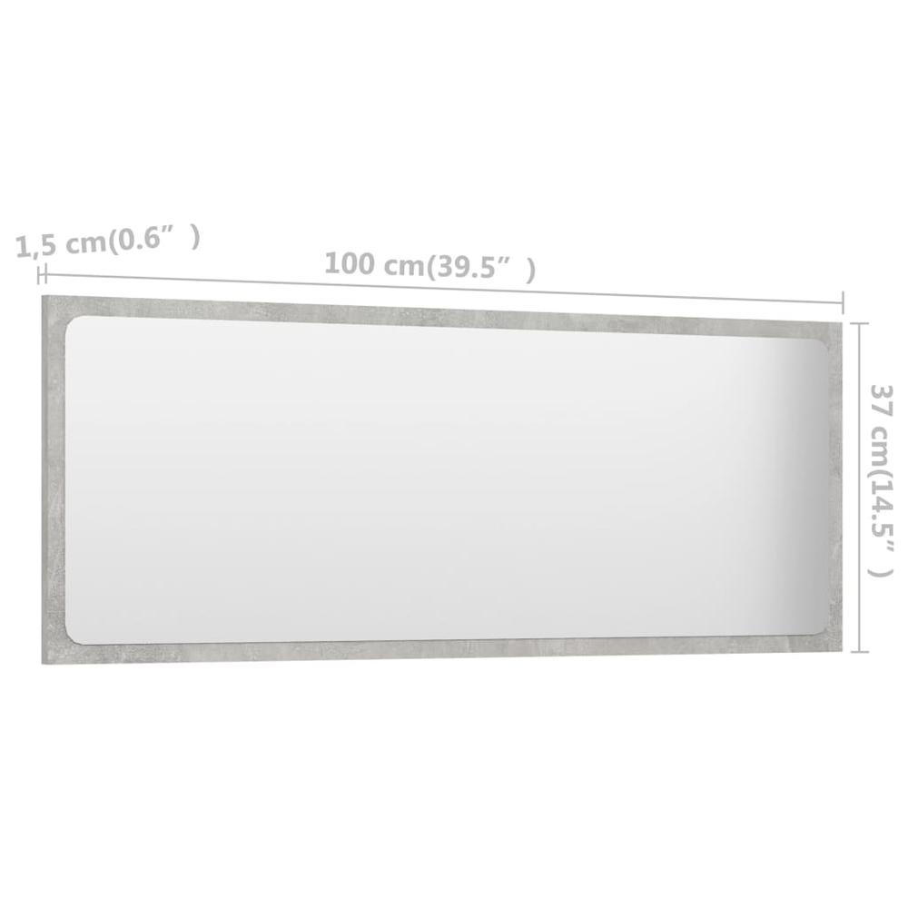 vidaXL Bathroom Mirror Concrete Gray 39.4"x0.6"x14.6" Chipboard, 804634. Picture 5
