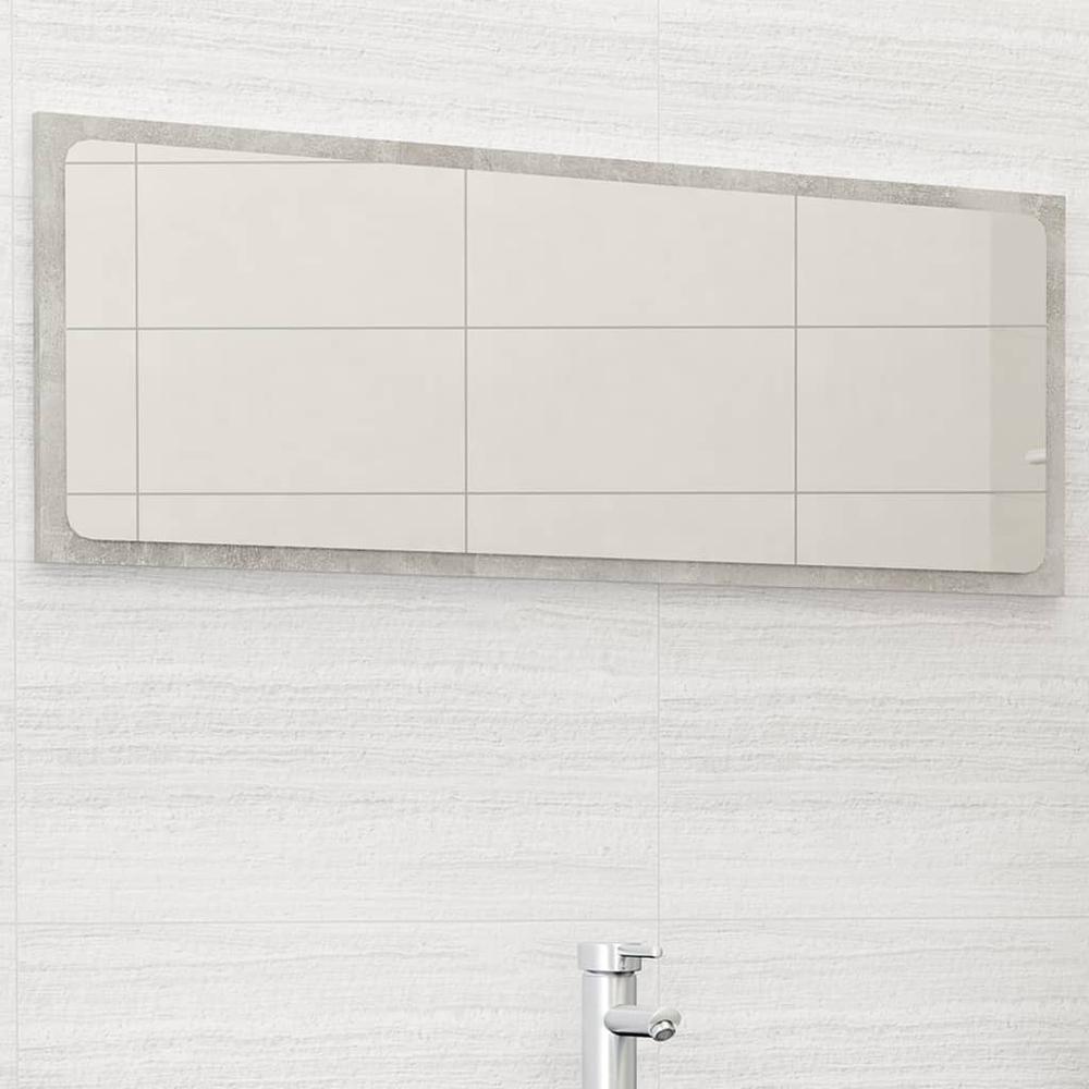 vidaXL Bathroom Mirror Concrete Gray 39.4"x0.6"x14.6" Chipboard, 804634. Picture 1
