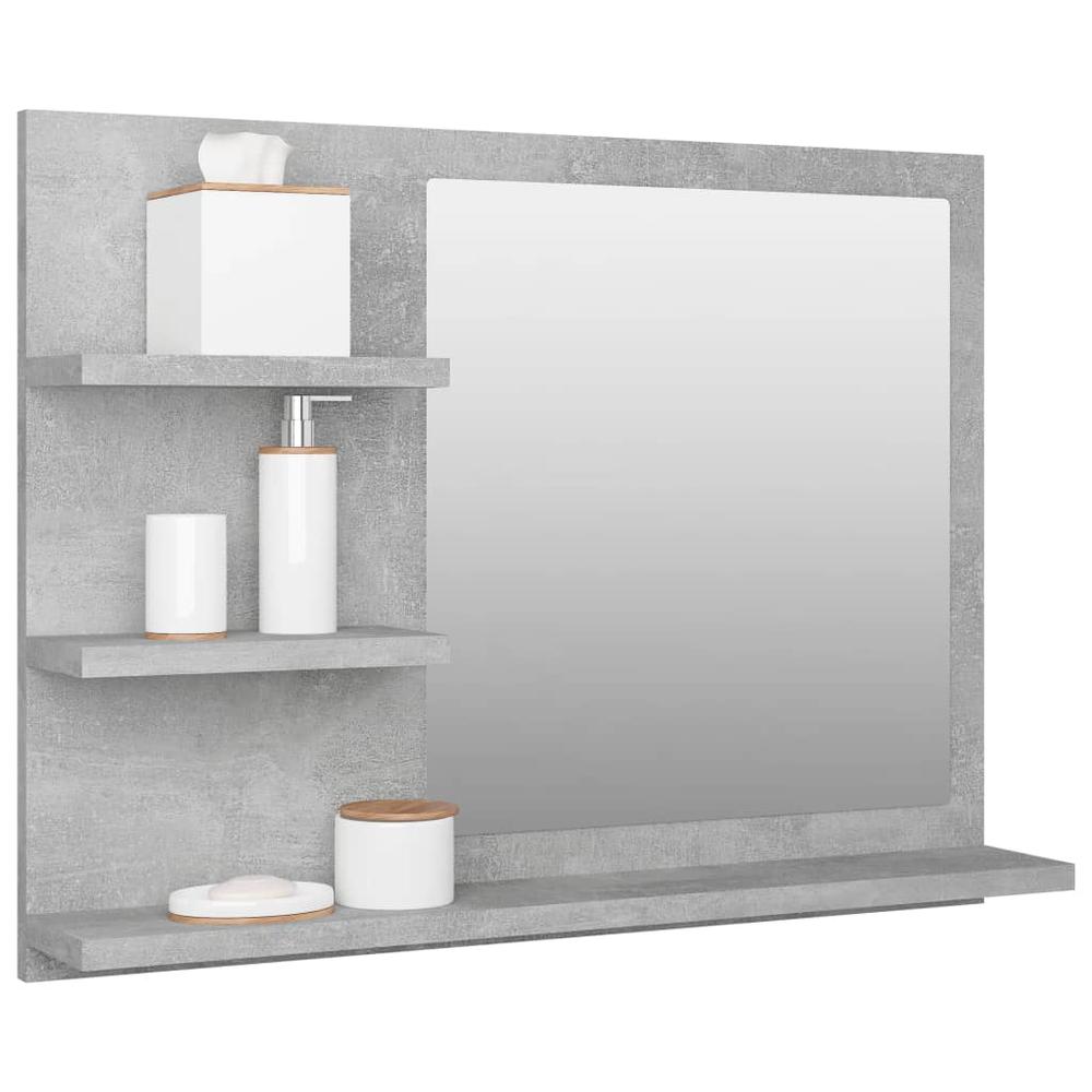 vidaXL Bathroom Mirror Concrete Gray 23.6"x4.1"x17.7" Chipboard, 805010. Picture 3