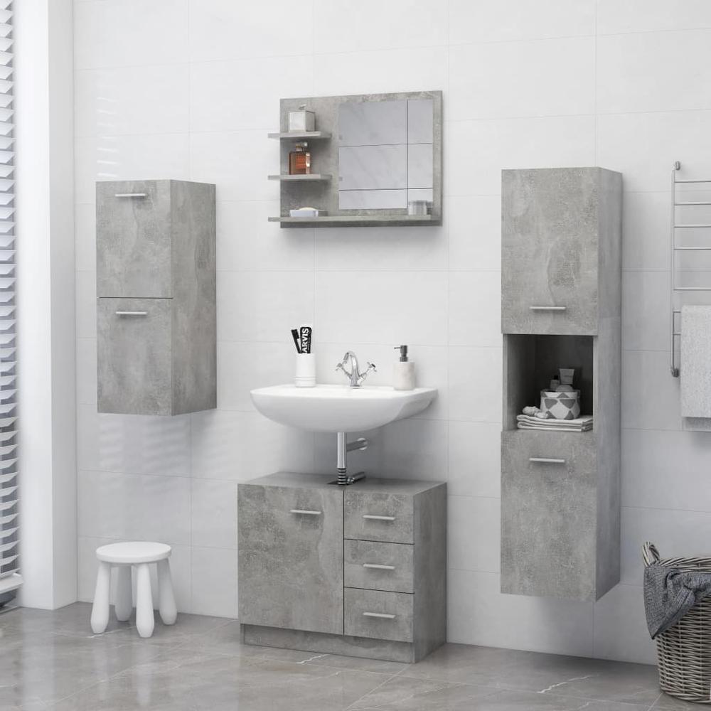vidaXL Bathroom Mirror Concrete Gray 23.6"x4.1"x17.7" Chipboard, 805010. Picture 4