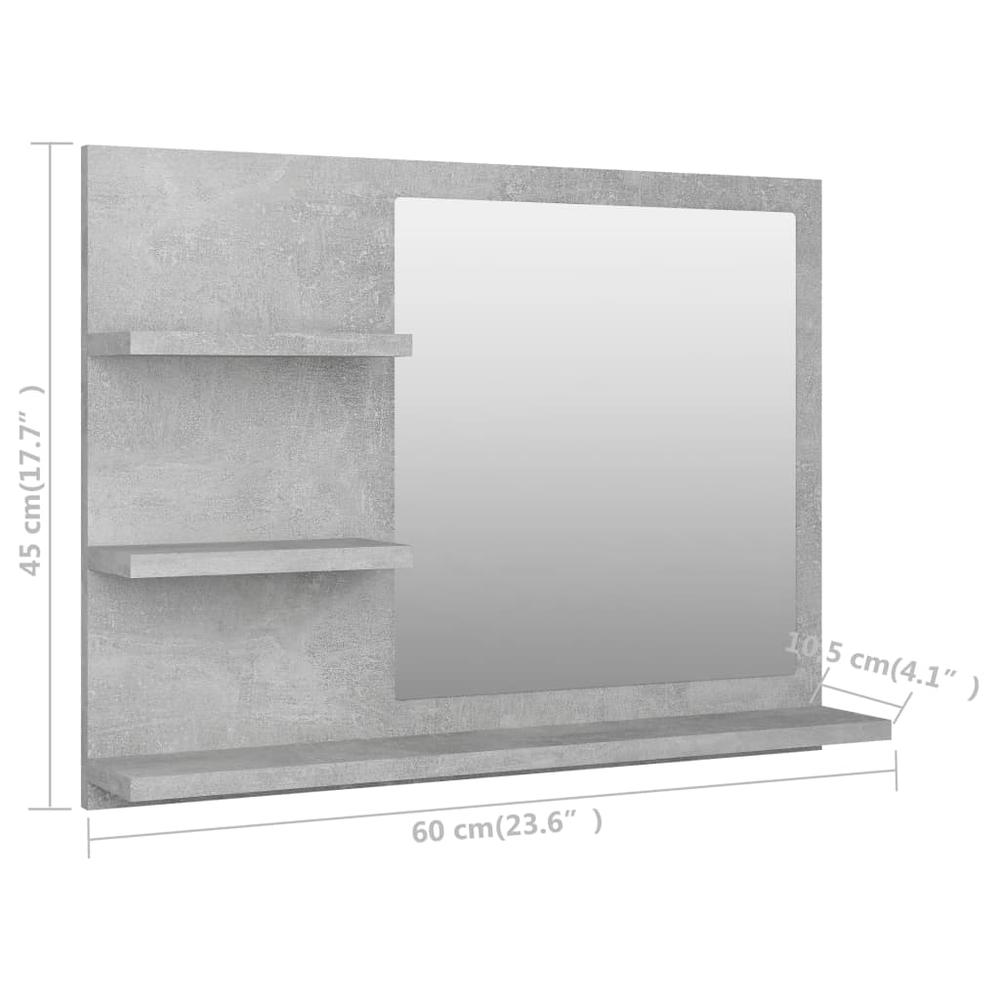 vidaXL Bathroom Mirror Concrete Gray 23.6"x4.1"x17.7" Chipboard, 805010. Picture 7