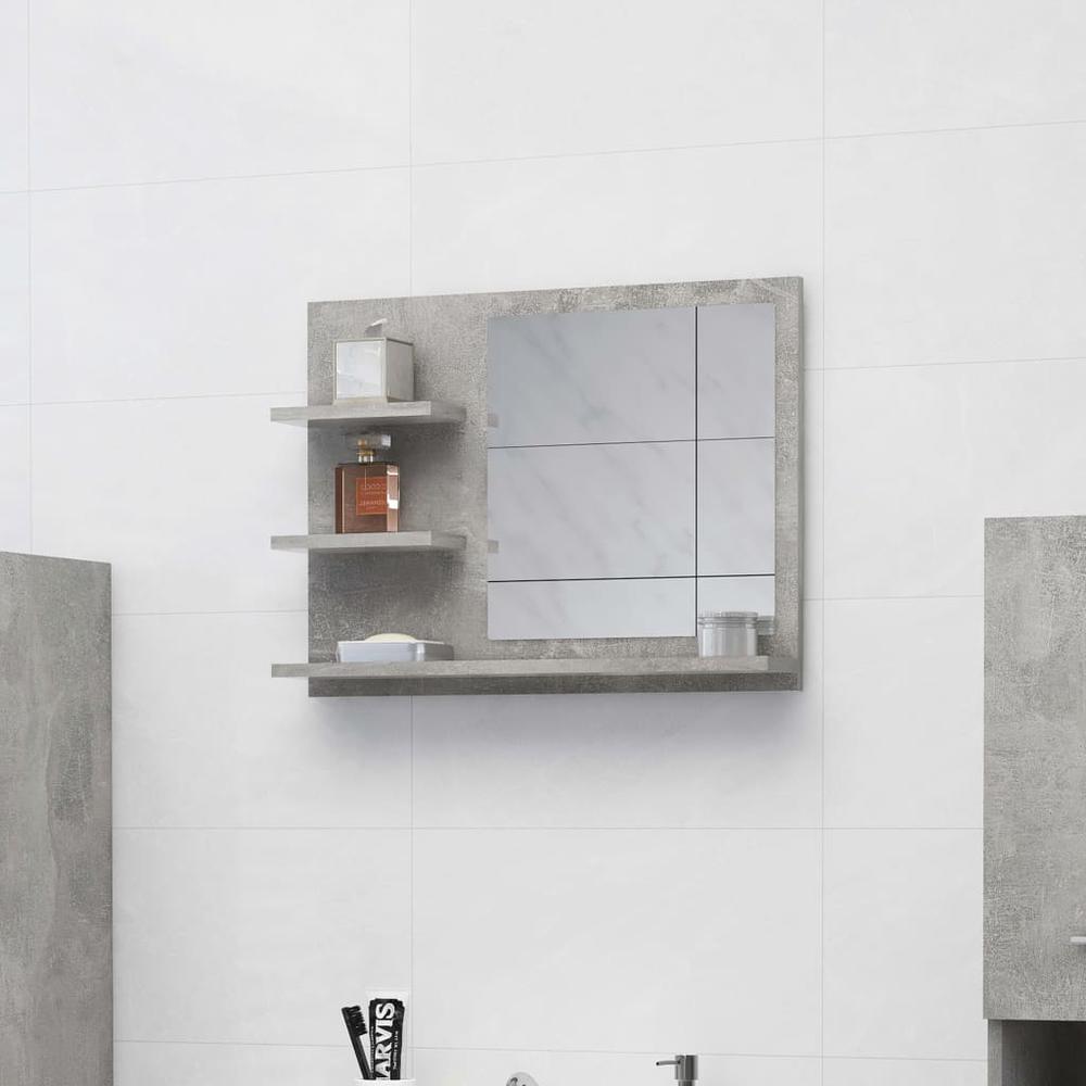 vidaXL Bathroom Mirror Concrete Gray 23.6"x4.1"x17.7" Chipboard, 805010. Picture 1