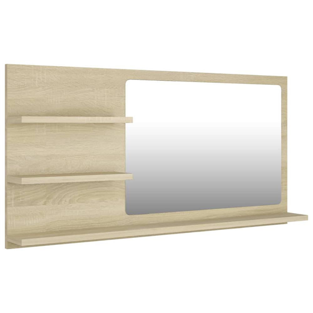 vidaXL Bathroom Mirror Sonoma Oak 35.4"x4.1"x17.7" Chipboard, 805018. Picture 2