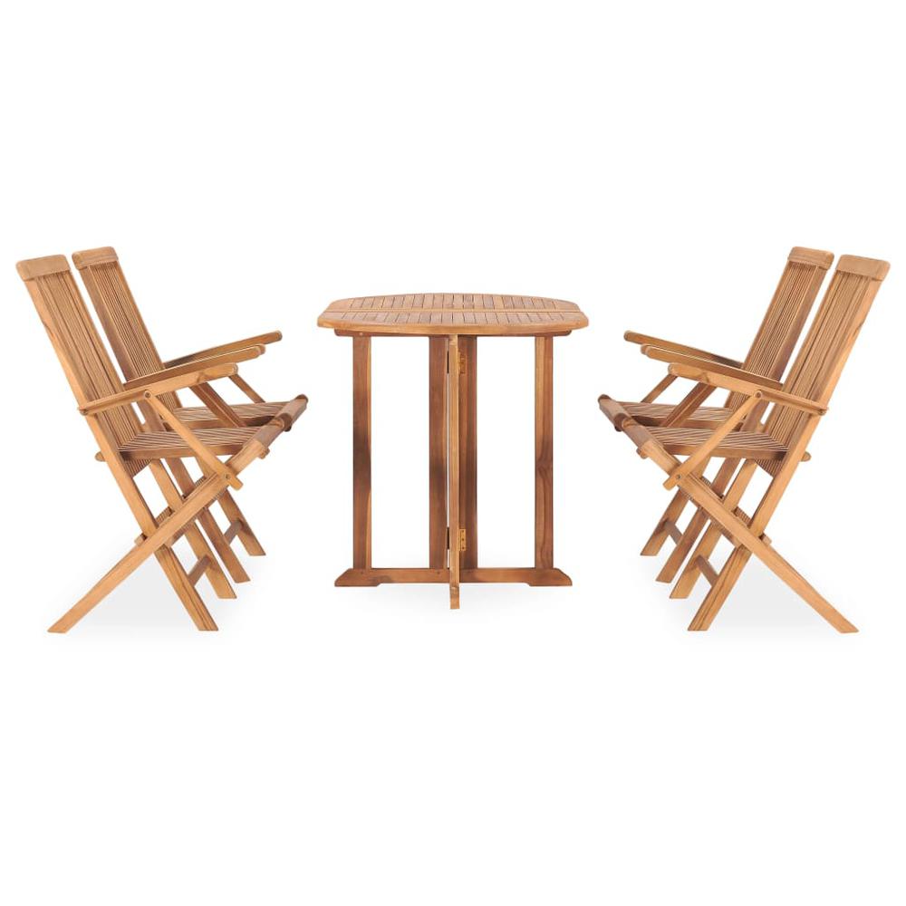 vidaXL 5 Piece Folding Outdoor Dining Set Solid Teak Wood, 3059975. Picture 2