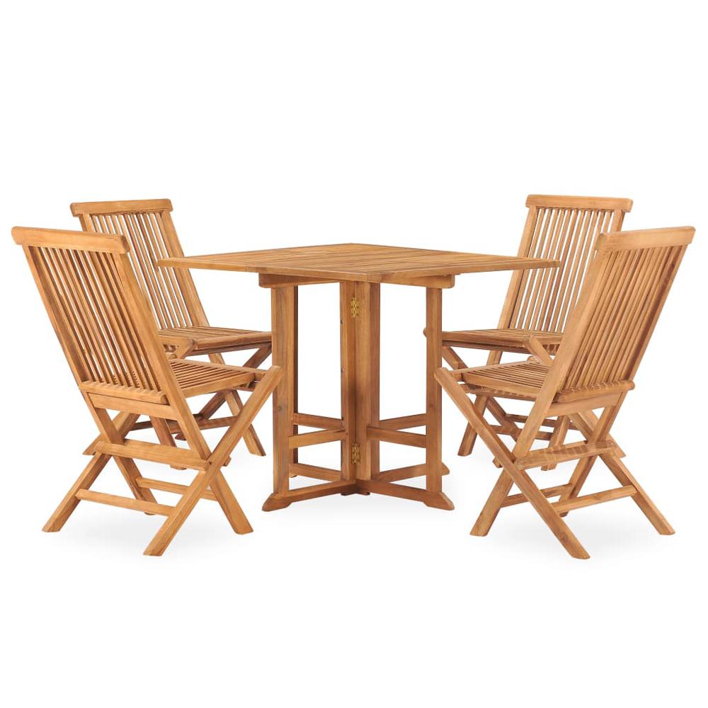 vidaXL 5 Piece Folding Outdoor Dining Set Solid Teak Wood, 3059981. Picture 2