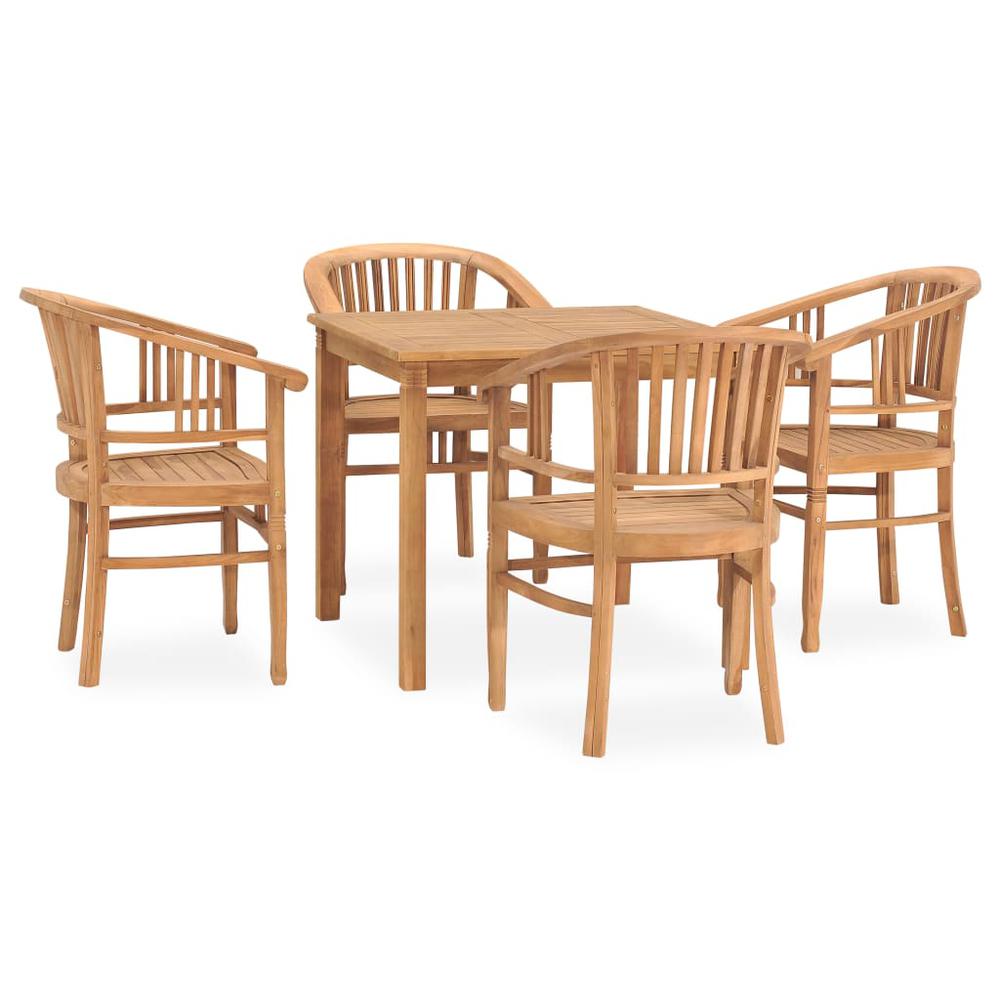 5 Piece Patio Dining Set Solid Teak Wood. Picture 1