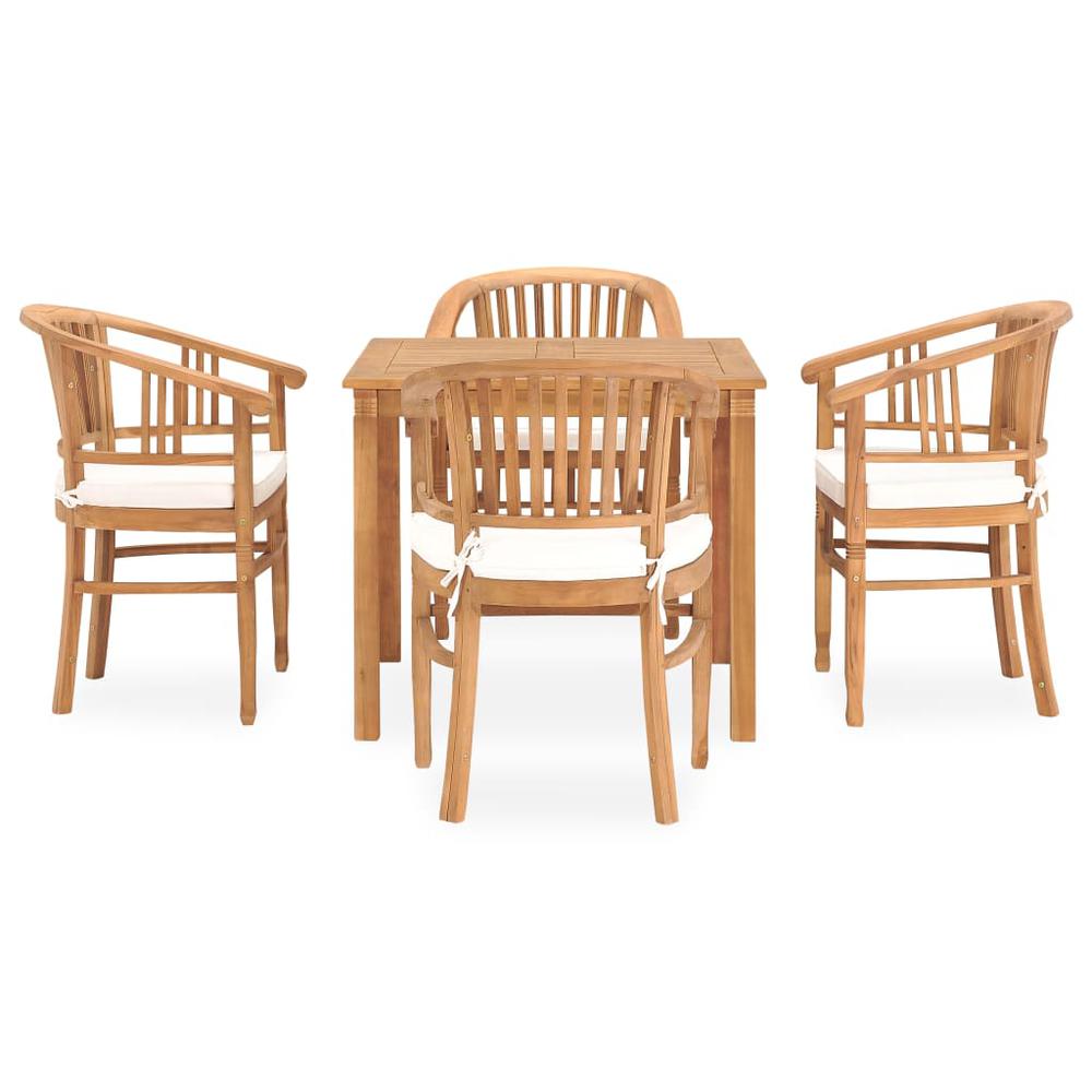 5 Piece Patio Dining Set with Cushions Solid Teak Wood. Picture 10