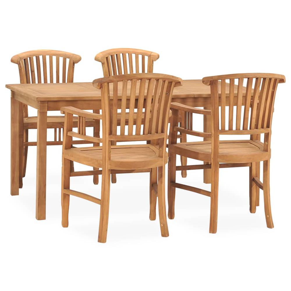 5 Piece Patio Dining Set Solid Teak Wood. Picture 11