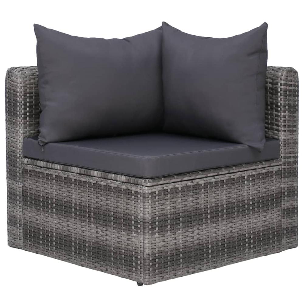 vidaXL 9 Piece Patio Lounge Set with Cushions Poly Rattan Gray, 3059488. Picture 7