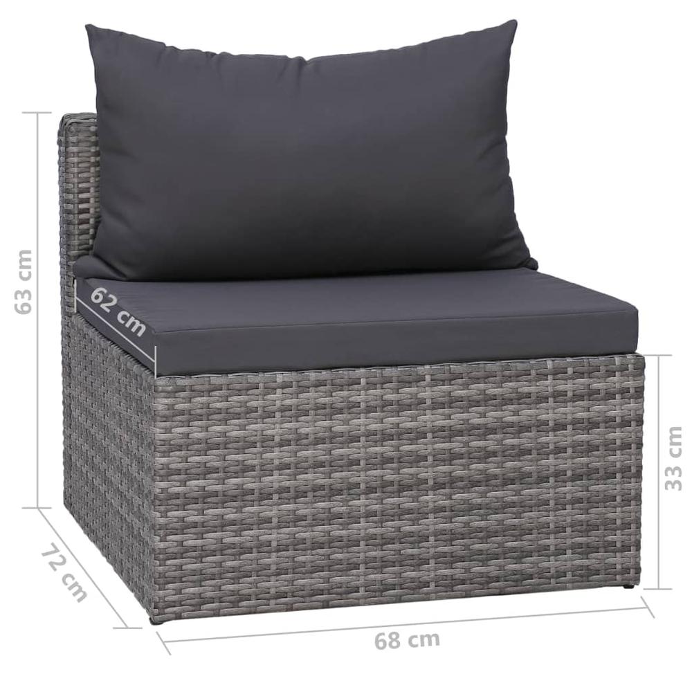 vidaXL 9 Piece Patio Lounge Set with Cushions Poly Rattan Gray, 3059488. Picture 10