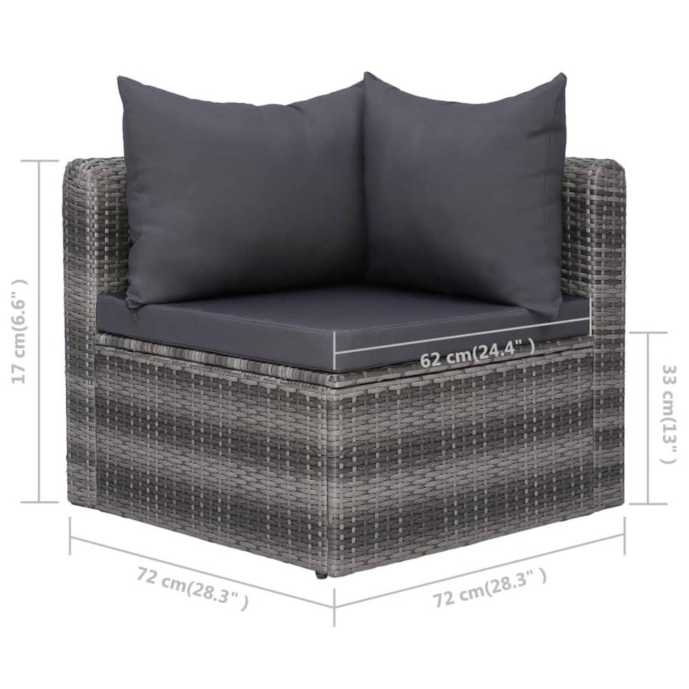 vidaXL 10 Piece Patio Lounge Set with Cushions Poly Rattan Gray, 3059489. Picture 10