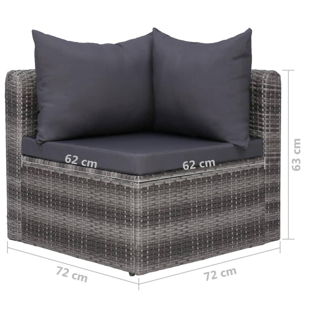 vidaXL 8 Piece Patio Lounge Set with Cushions Poly Rattan Gray, 3059490. Picture 8