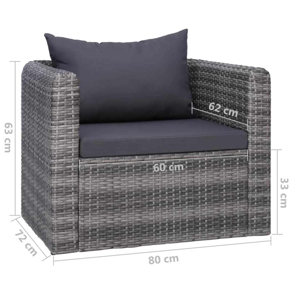 vidaXL 8 Piece Patio Lounge Set with Cushions Poly Rattan Gray, 3059490. Picture 9