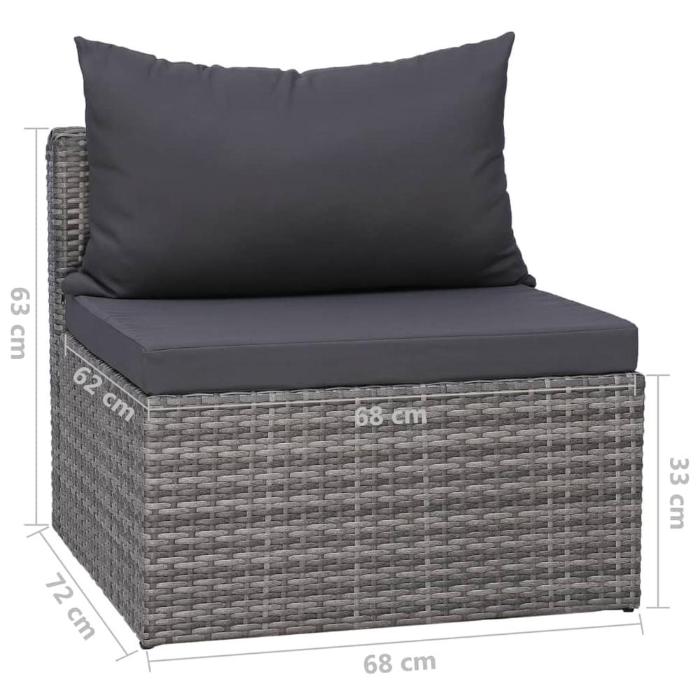 vidaXL 8 Piece Patio Lounge Set with Cushions Poly Rattan Gray, 3059490. Picture 10
