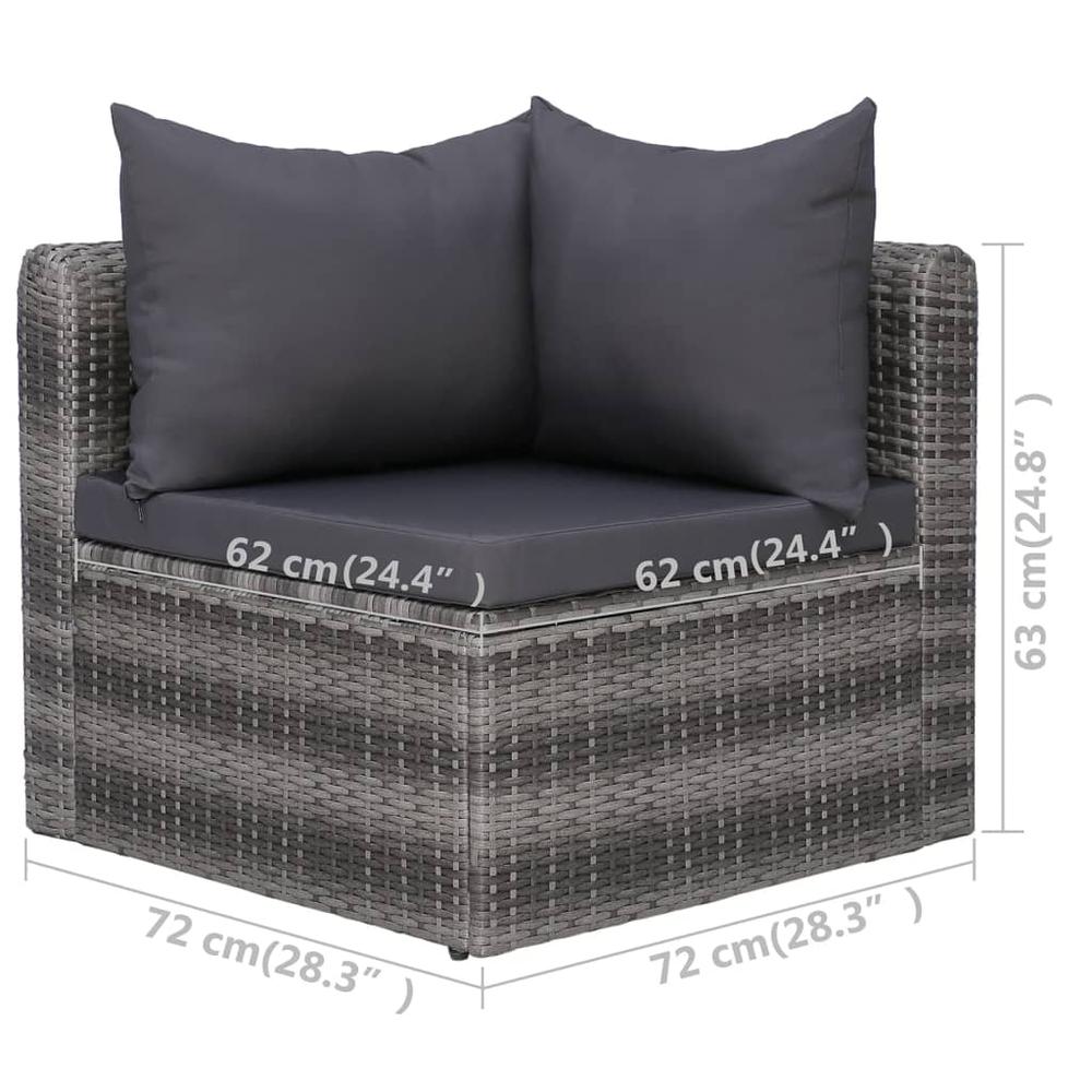 vidaXL 9 Piece Patio Lounge Set with Cushions Poly Rattan Gray, 3059491. Picture 9