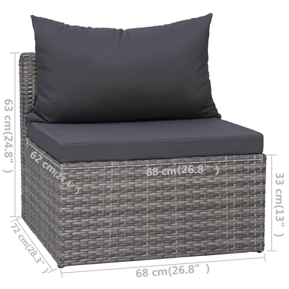 vidaXL 9 Piece Patio Lounge Set with Cushions Poly Rattan Gray, 3059491. Picture 10