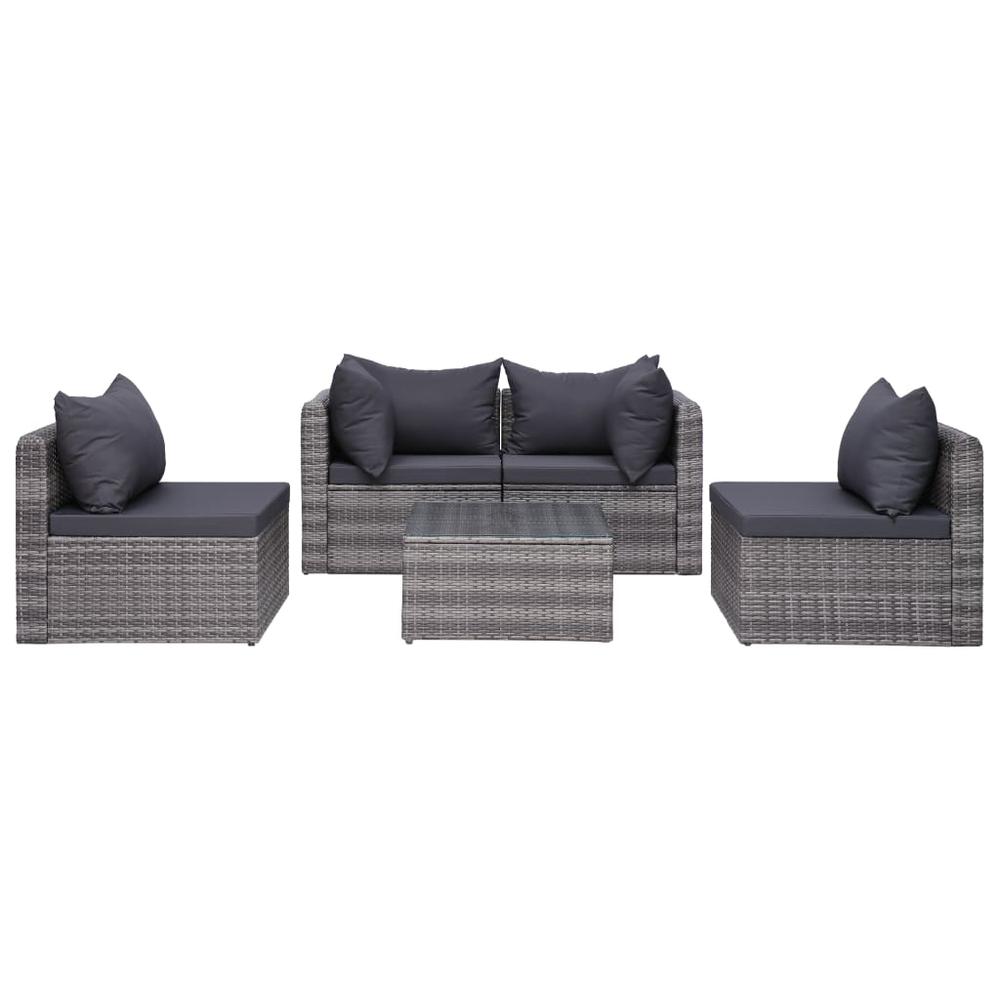 vidaXL 9 Piece Patio Lounge Set with Cushions Poly Rattan Gray, 3059495. Picture 5