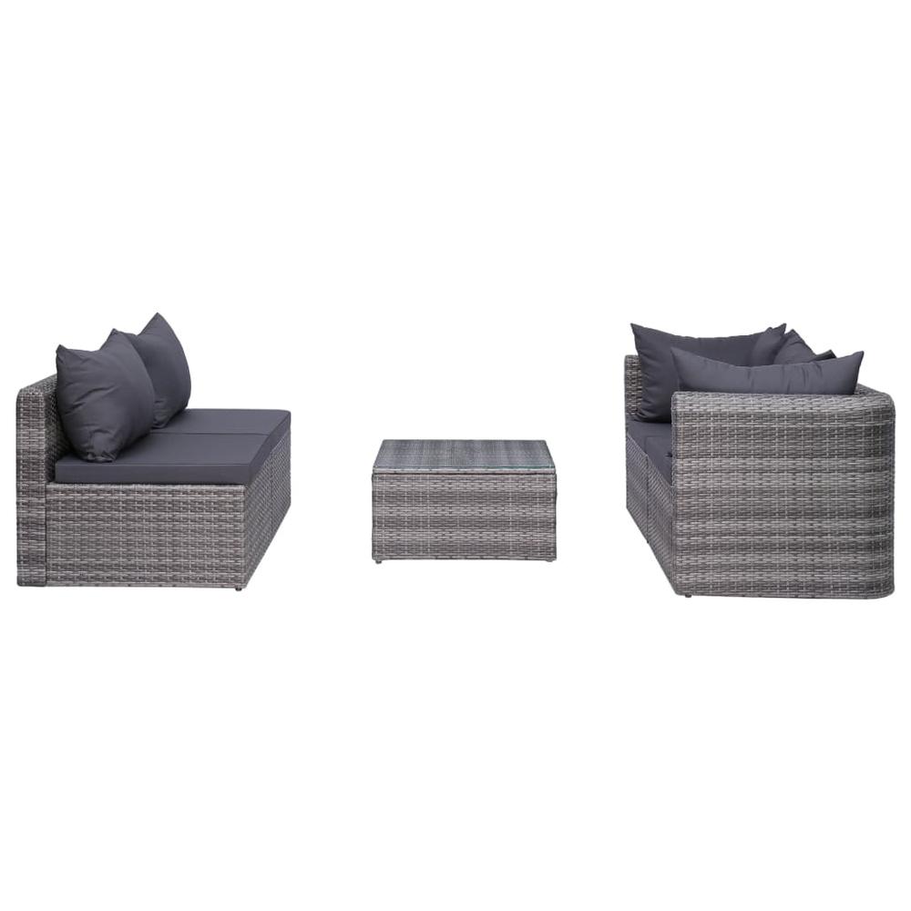 vidaXL 9 Piece Patio Lounge Set with Cushions Poly Rattan Gray, 3059495. Picture 6