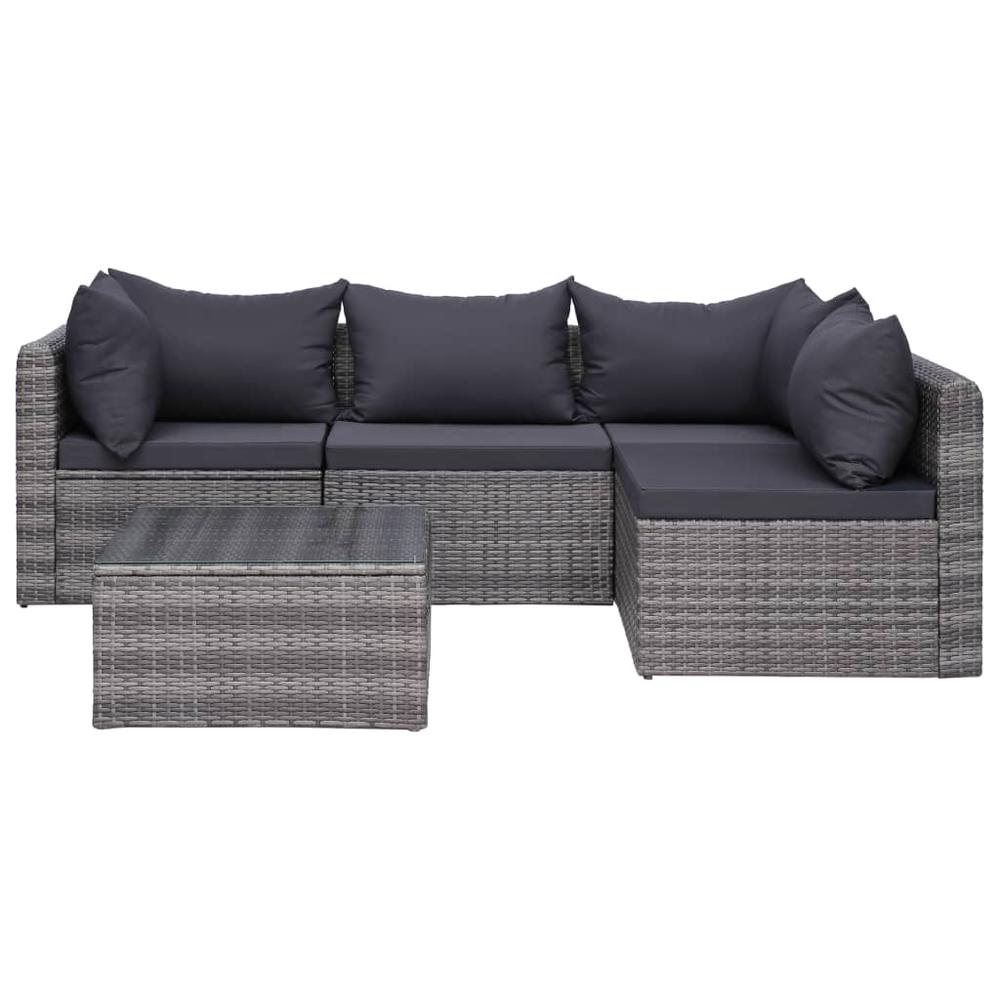 vidaXL 9 Piece Patio Lounge Set with Cushions Poly Rattan Gray, 3059495. Picture 7