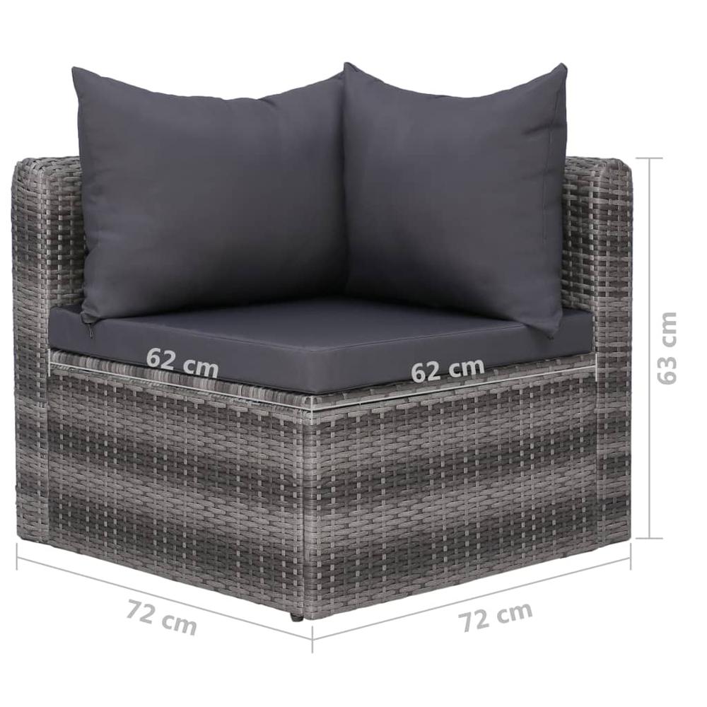vidaXL 9 Piece Patio Lounge Set with Cushions Poly Rattan Gray, 3059495. Picture 10