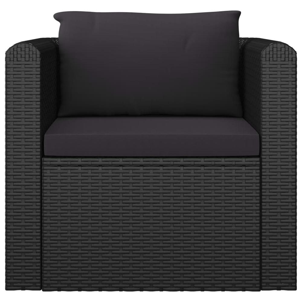 vidaXL 7 Piece Patio Lounge Set with Cushions Poly Rattan Black, 3059500. Picture 7
