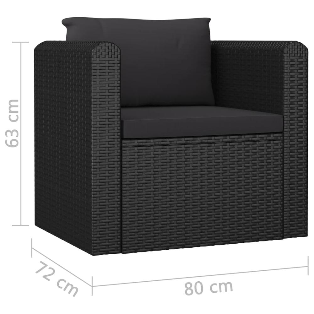 vidaXL 7 Piece Patio Lounge Set with Cushions Poly Rattan Black, 3059500. Picture 9