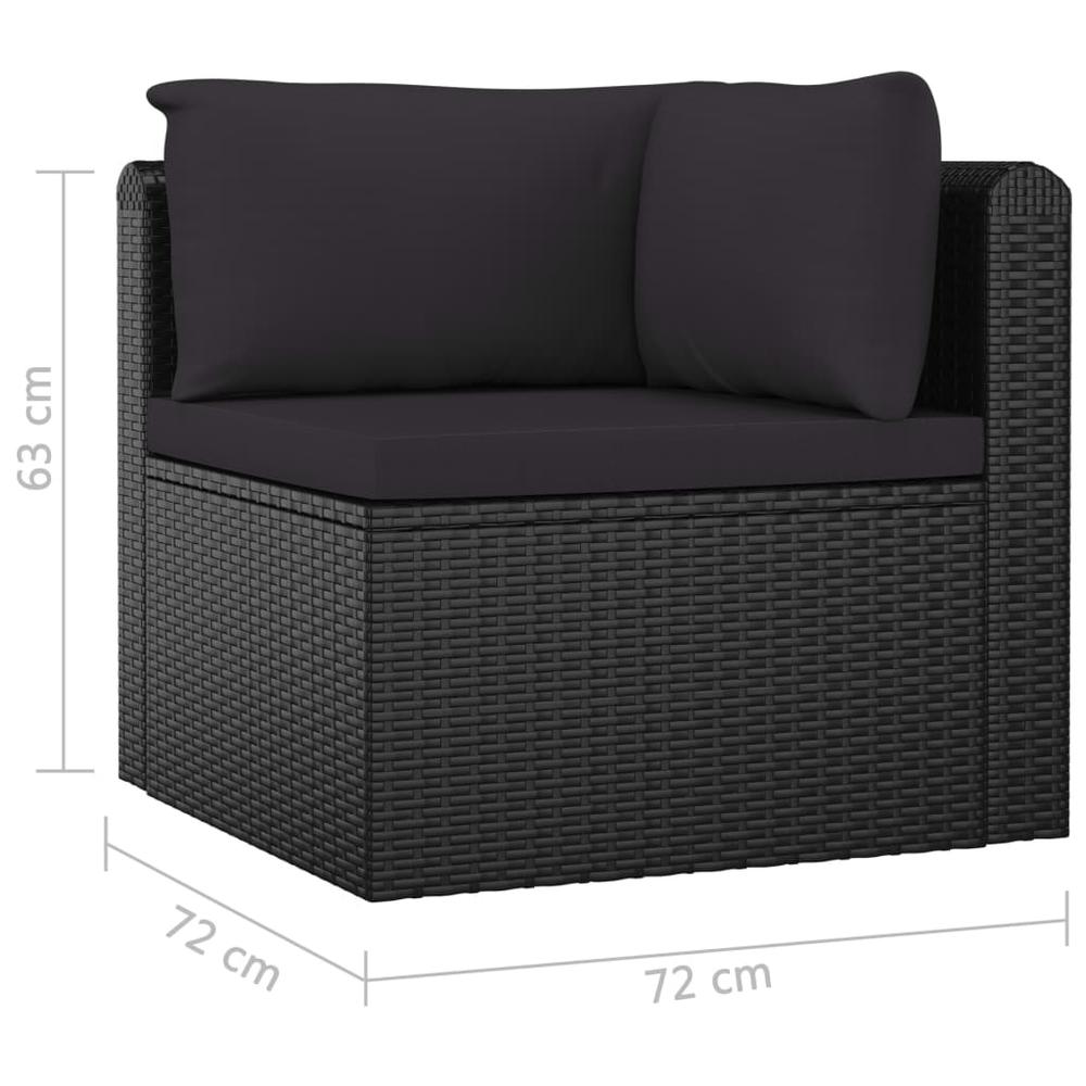 vidaXL 7 Piece Patio Lounge Set with Cushions Poly Rattan Black, 3059500. Picture 10