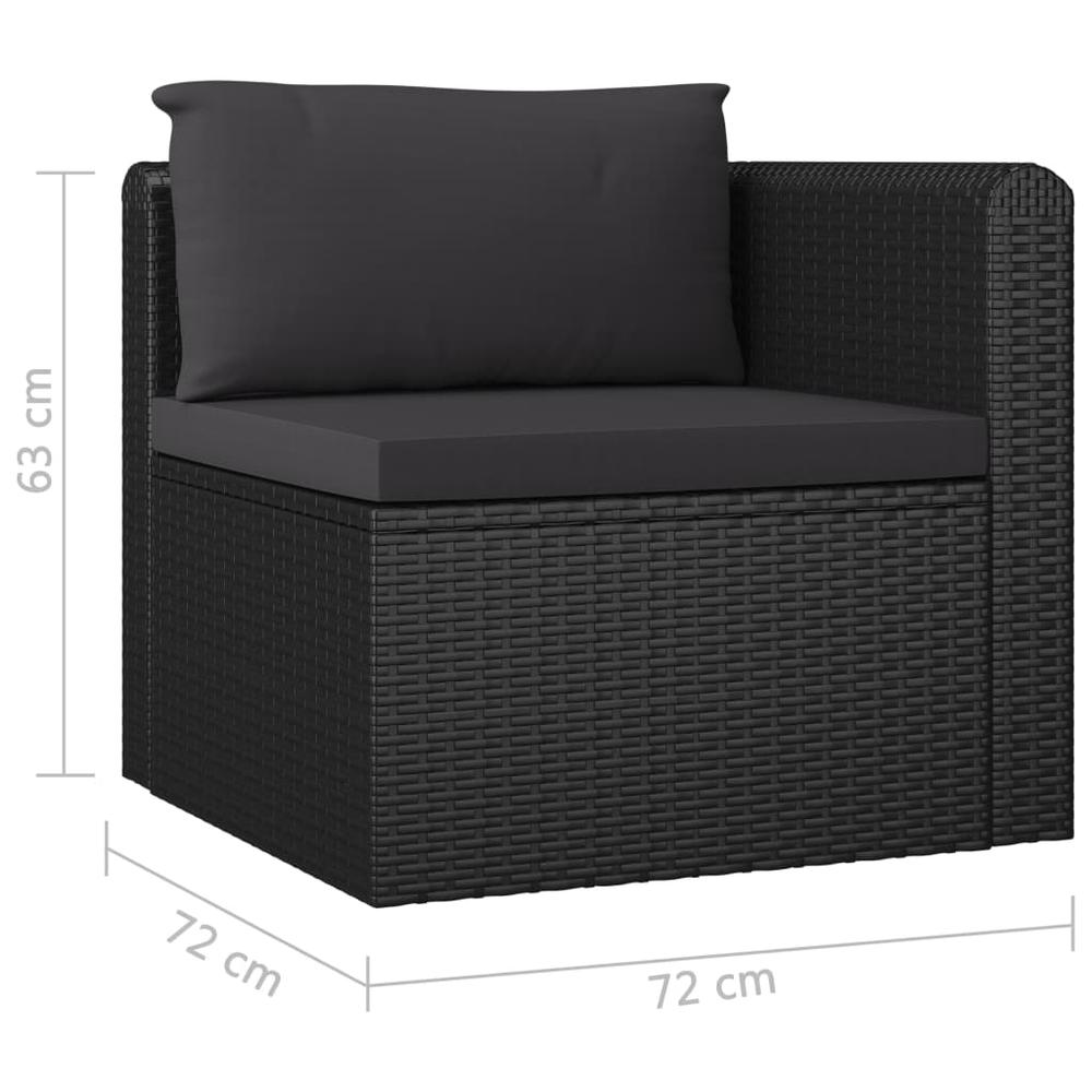 vidaXL 7 Piece Patio Lounge Set with Cushions Poly Rattan Black, 3059501. Picture 9