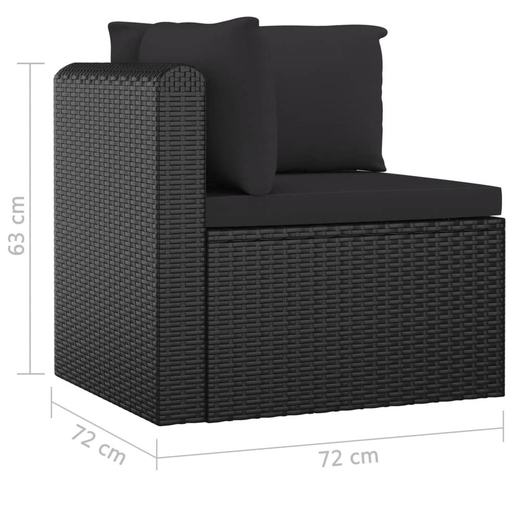 vidaXL 7 Piece Patio Lounge Set with Cushions Poly Rattan Black, 3059501. Picture 10