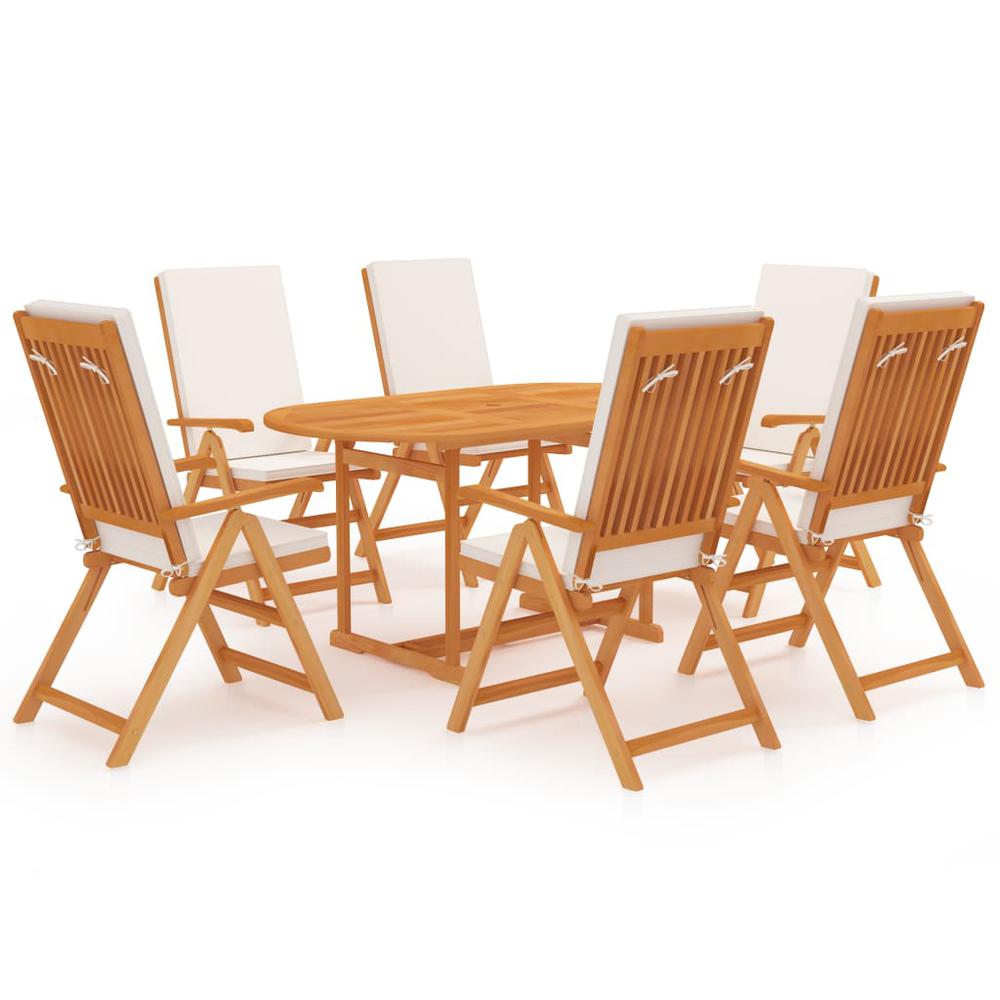 vidaXL 7 Piece Garden Dining Set with Cushions Solid Teak Wood 9532. Picture 1