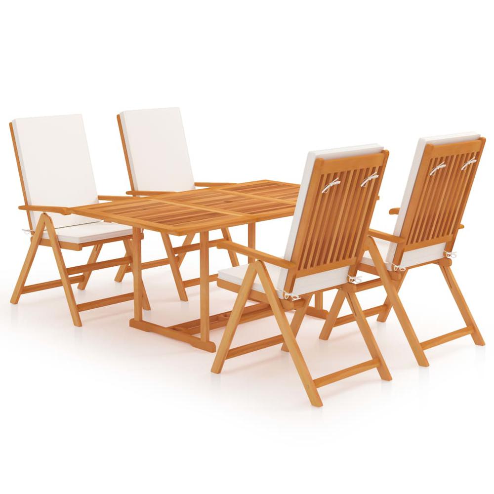 vidaXL 5 Piece Garden Dining Set with Cushions Solid Teak Wood 9543. Picture 1