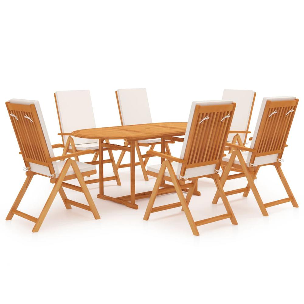 vidaXL 7 Piece Garden Dining Set with Cushions Solid Teak Wood 9557. The main picture.
